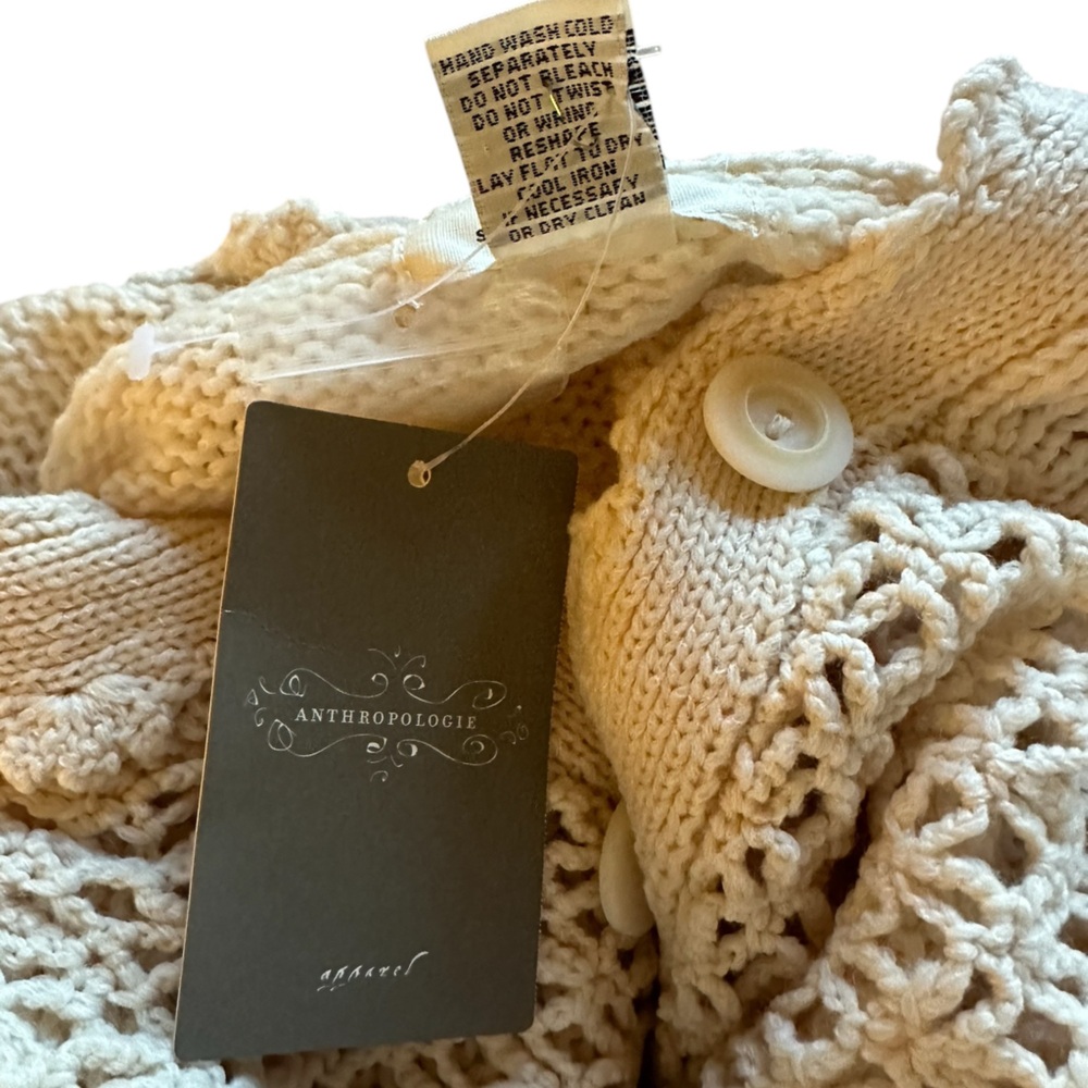 Anthropologie Sleeping On Snow Crochet Hooded Buttondown Cardigan/Sweater Size S - Picture 6 of 7